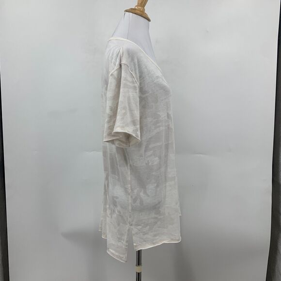We The Free People Shirt Womens S Small Pearl Camo Cotton Blend Hi Low Hem Tee - Picture 5 of 15